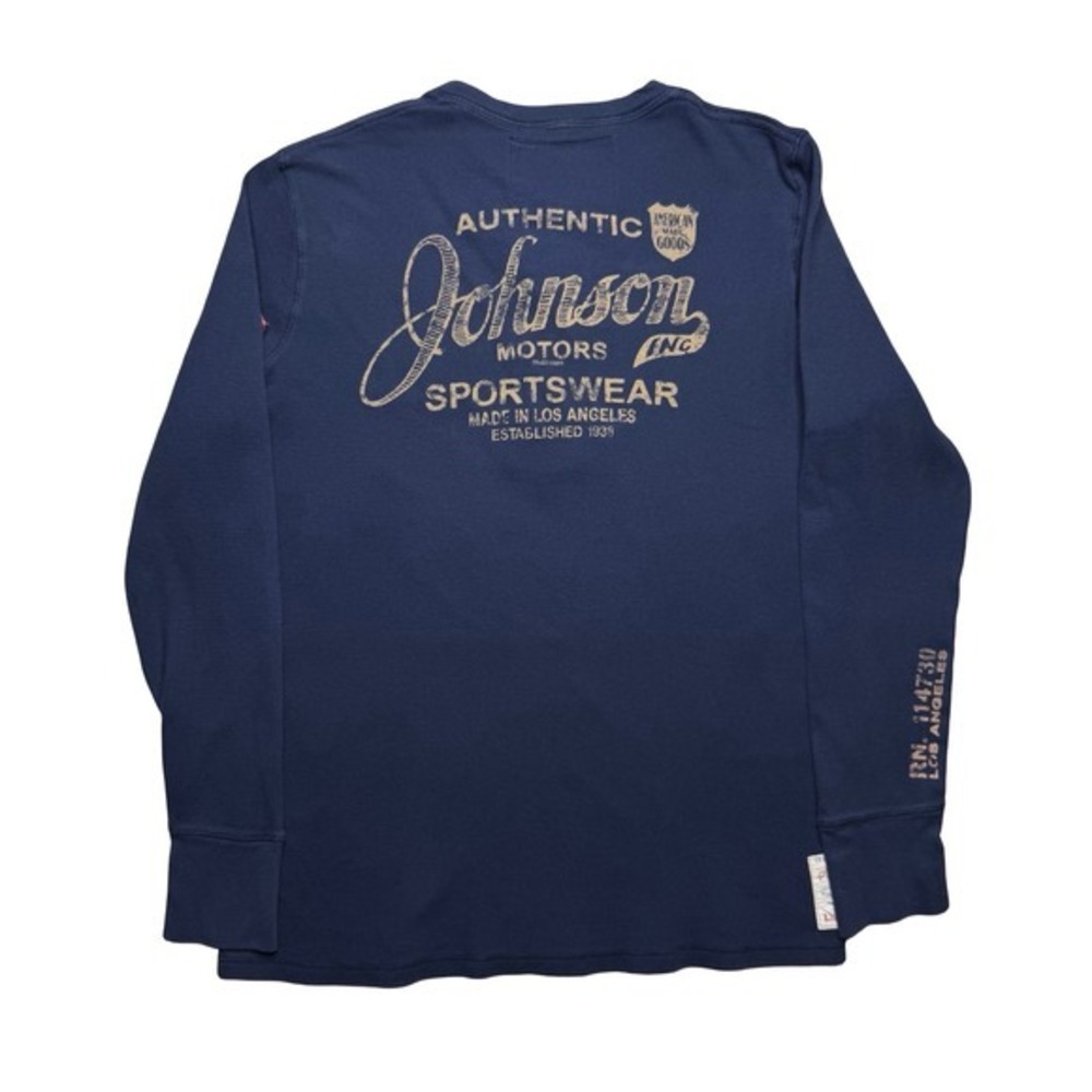 Johnson Motors type b-38 long sleeve thermal Henley‎ navy blue shirt